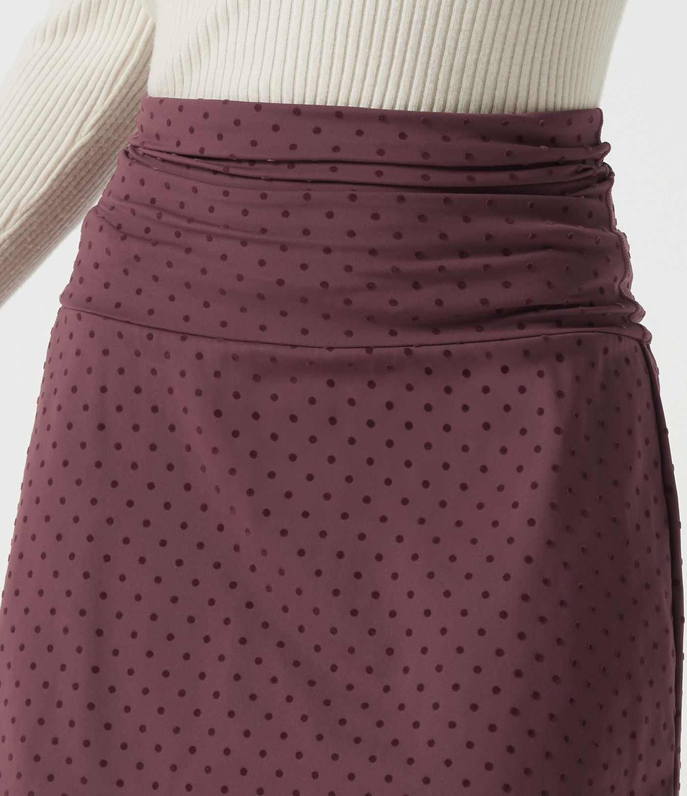 High Waisted 2-in-1 Ruched A-Line Polka Dot Velvet Casual Mini Skirt