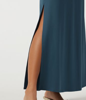 Mock Neck Sleeveless Ruched Casual Maxi Dress Mock Neck Sleeveless Ruched Casual Maxi Dress