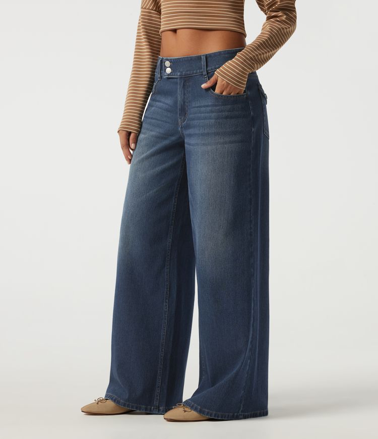 Halara Flex™ Low Rise Baggy Casual Cotton Jeans with Pockets