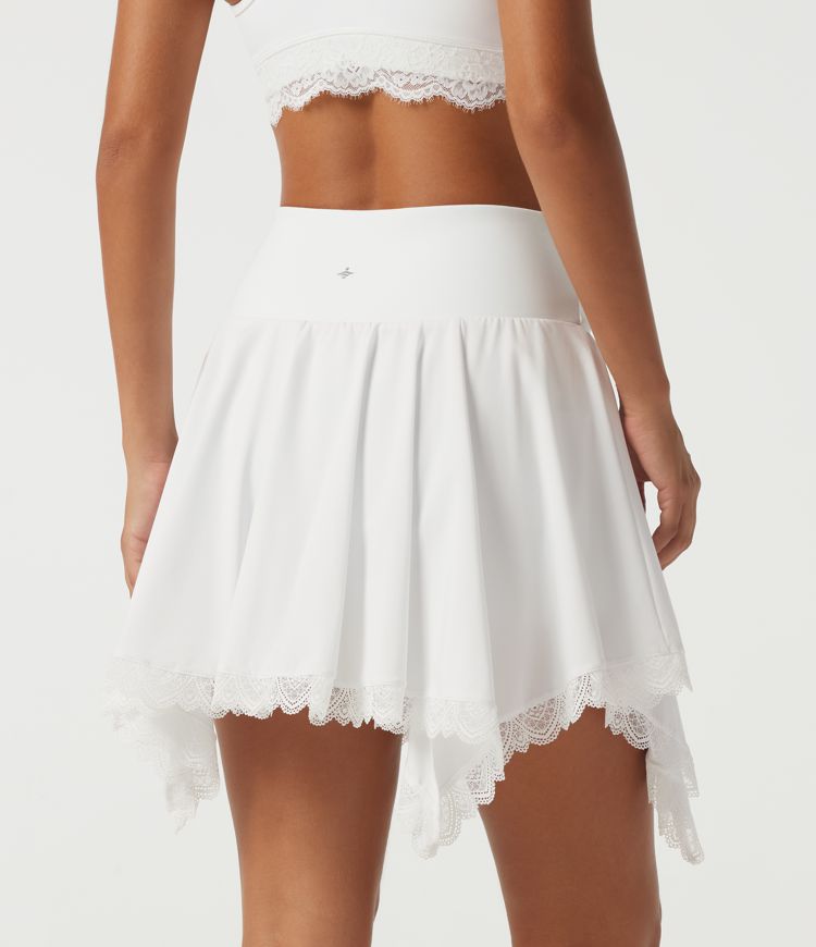 Breezeful™ High Waisted Tummy Control Contrast Lace A-Line Workout Mini Skirt with Built-in Shorts and Pockets Breezeful™ High Waisted Tummy Control Contrast Lace A-Line Workout Mini Skirt with Built-in Shorts and Pockets