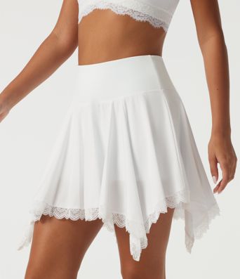 Breezeful™ High Waisted Tummy Control Contrast Lace A-Line Workout Mini Skirt with Built-in Shorts and Pockets Breezeful™ High Waisted Tummy Control Contrast Lace A-Line Workout Mini Skirt with Built-in Shorts and Pockets