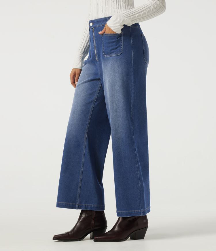 Halara Flex™ Mid Rise Relaxed Casual Flare Jeans with Pockets