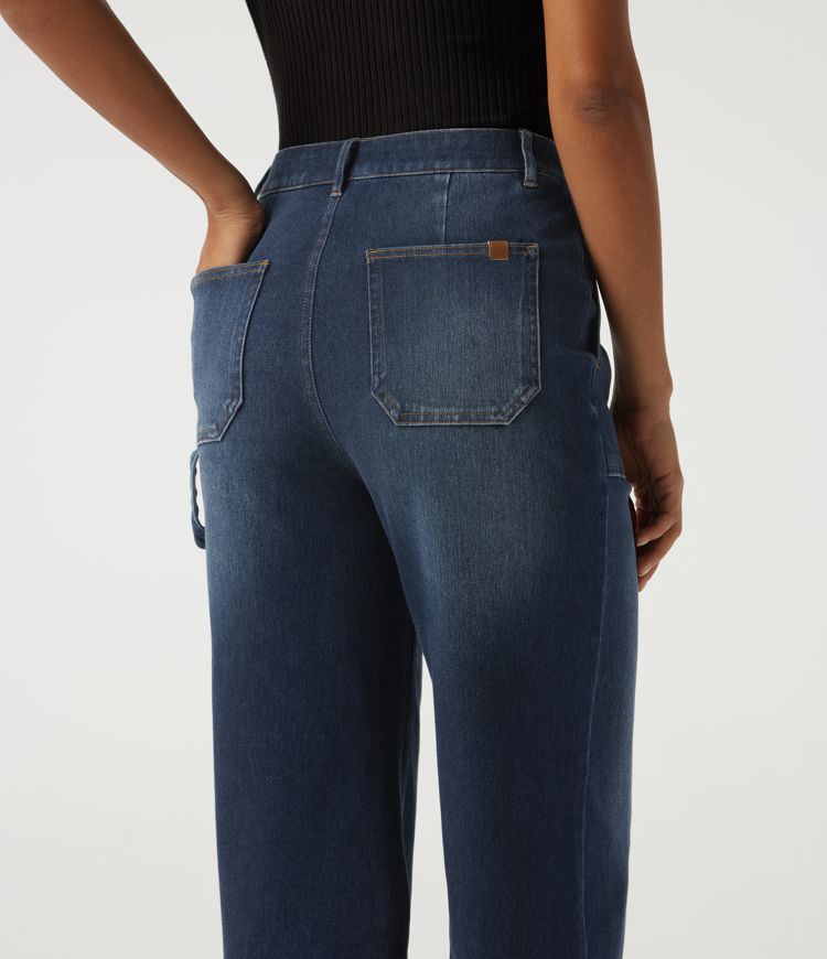 Halara Flex™ Mid Rise Straight Leg Rolled Hem Casual Cotton Jeans with Pockets