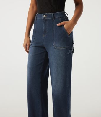 Halara Flex™ Mid Rise Straight Leg Rolled Hem Casual Cotton Jeans with Pockets