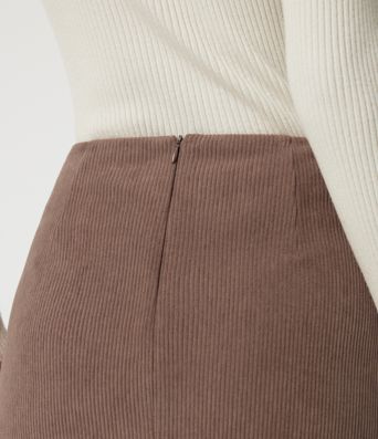 High Waisted A-Line Corduroy Casual Mini Skirt with Built-in Shorts