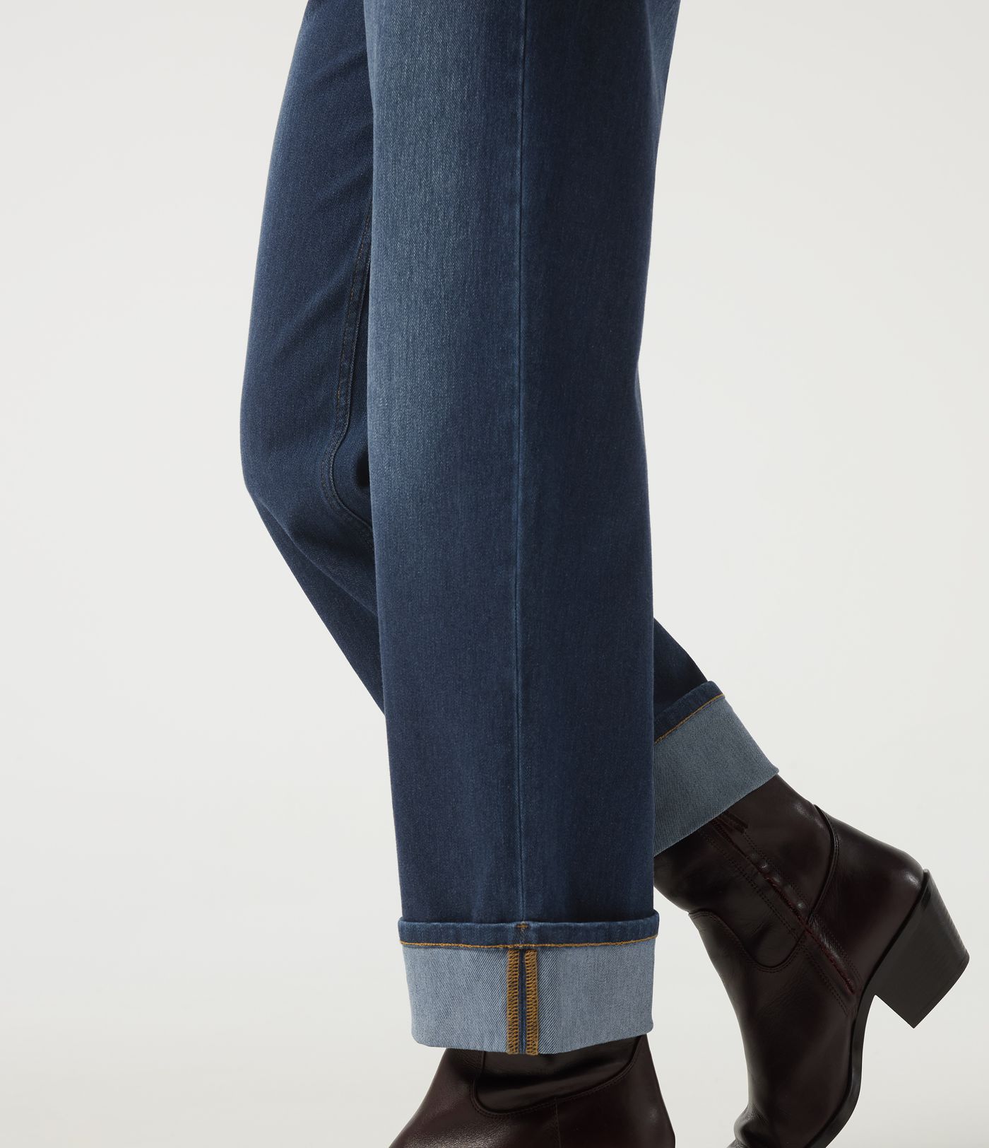 Halara Flex™ Mid Rise Straight Leg Rolled Hem Casual Cotton Jeans with Pockets