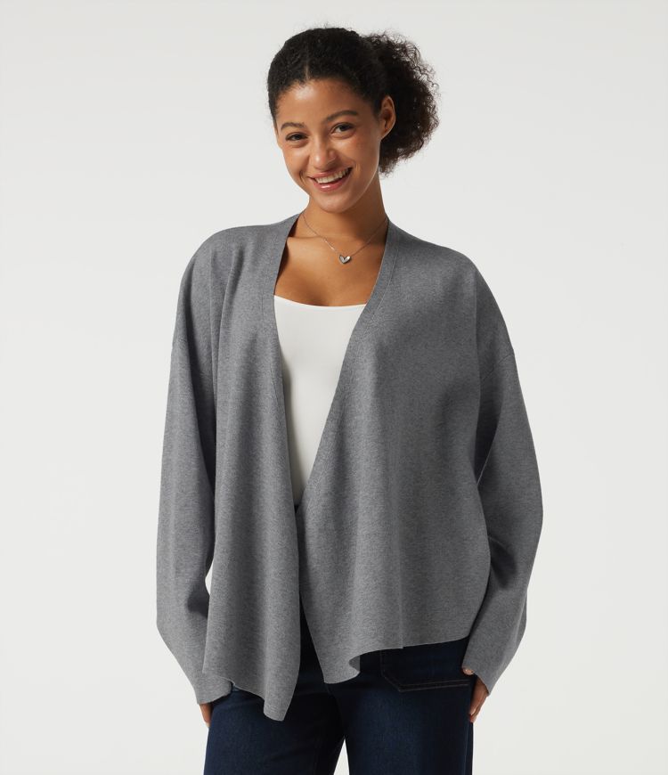 V Neck Long Sleeve Belted Work Cardigan