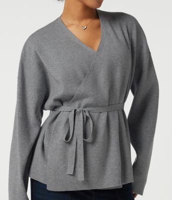 V Neck Long Sleeve Belted Work Cardigan