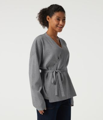 V Neck Long Sleeve Belted Work Cardigan