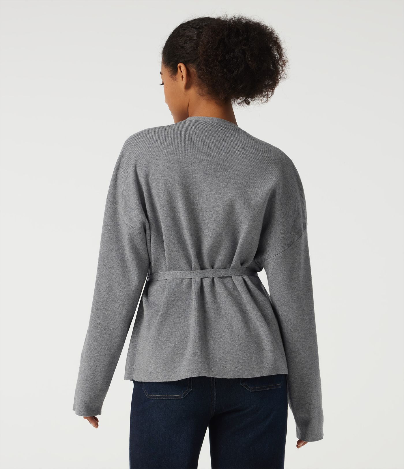 V Neck Long Sleeve Belted Work Cardigan