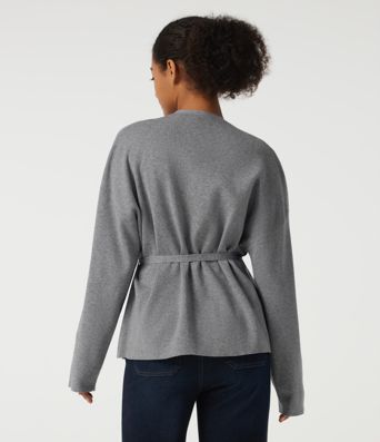 V Neck Long Sleeve Belted Work Cardigan