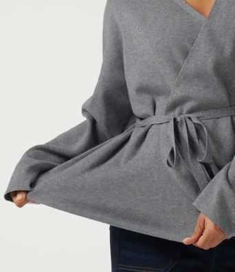 V Neck Long Sleeve Belted Work Cardigan