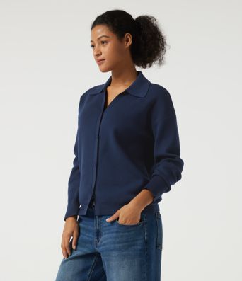 Lapel Collar Long Sleeve Work Cardigan