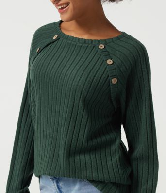 Ribbed Knit Round Neck Long Sleeve Casual Top