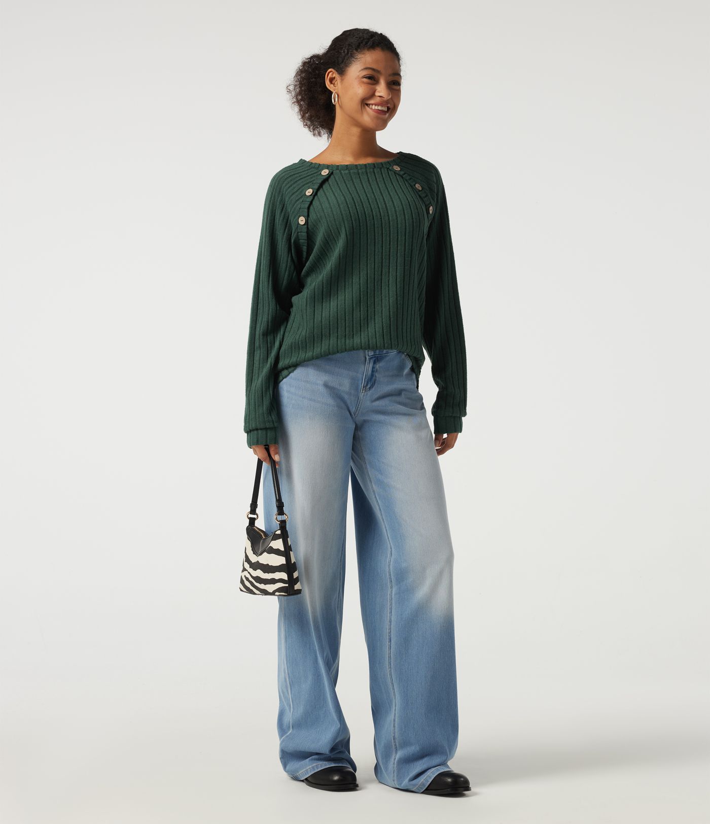 Ribbed Knit Round Neck Long Sleeve Casual Top