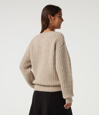 Henley Neck Drop Shoulder Long Sleeve Casual Sweater