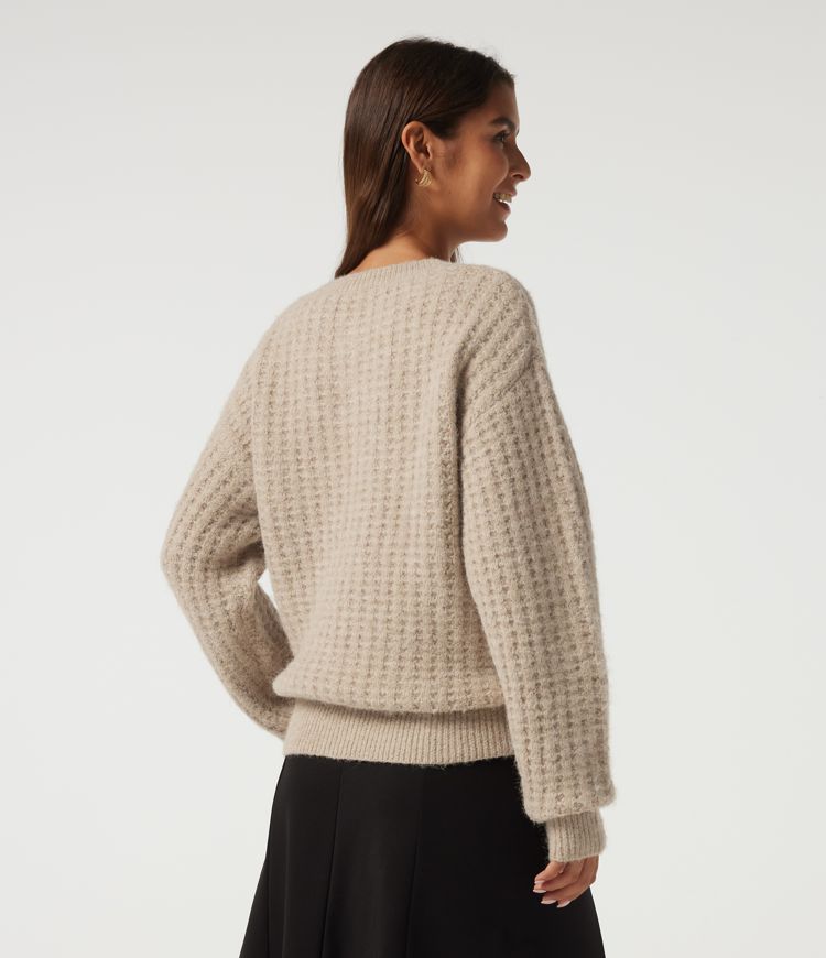 Henley Neck Drop Shoulder Long Sleeve Casual Sweater