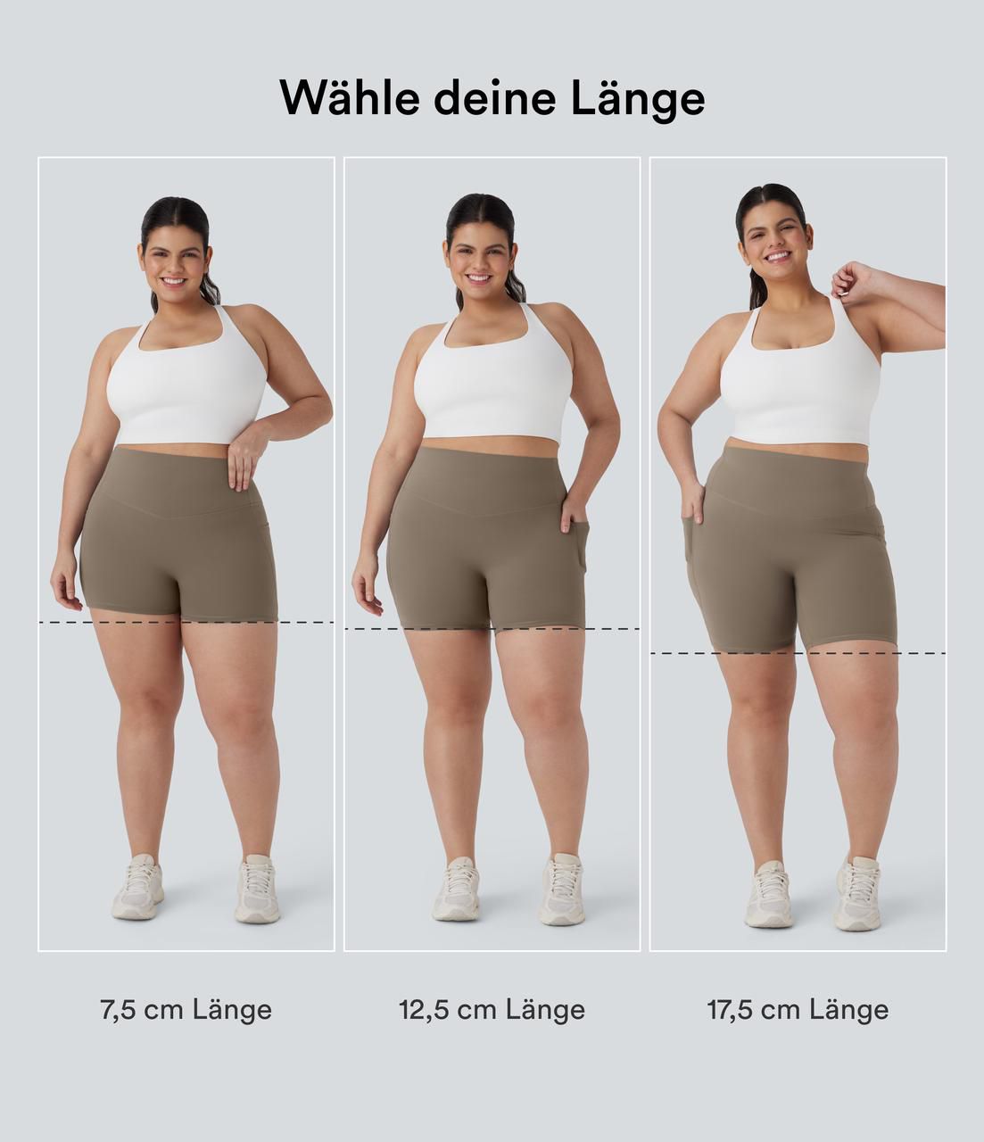 Halara UltraSculpt™ - Formende Workout-Shorts mit hohem Bund, Seitentaschen und Bauchkontrolle - Plus-Size, 17,8 cm