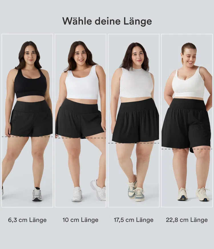 Winterberry SoftlyZero™ Airy - 2-in-1 Yoga-Shorts mit superhohem Bund, mehreren Taschen und InstantCool - Plus-Size, 22,9 cm / 2
