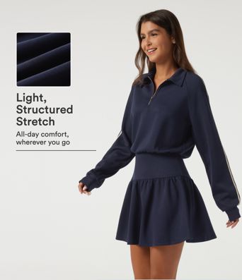 Lapel Long Sleeve Raglan Side Stripe Casual Mini Sweatshirt Dress Lapel Long Sleeve Raglan Side Stripe Casual Mini Sweatshirt Dress