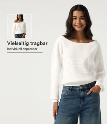 Lässiger Pullover mit langen Ärmeln und Waffelmuster