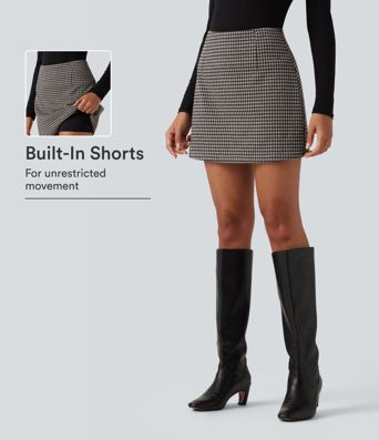 High Waisted 2-in-1 Patterned Mini Casual Skirt