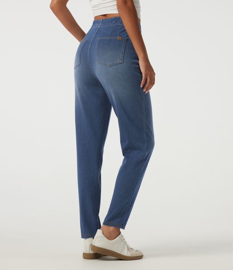 Tide Blue Denim Halara Flex™ High Waisted Tapered Casual Jeans with Pockets / 2