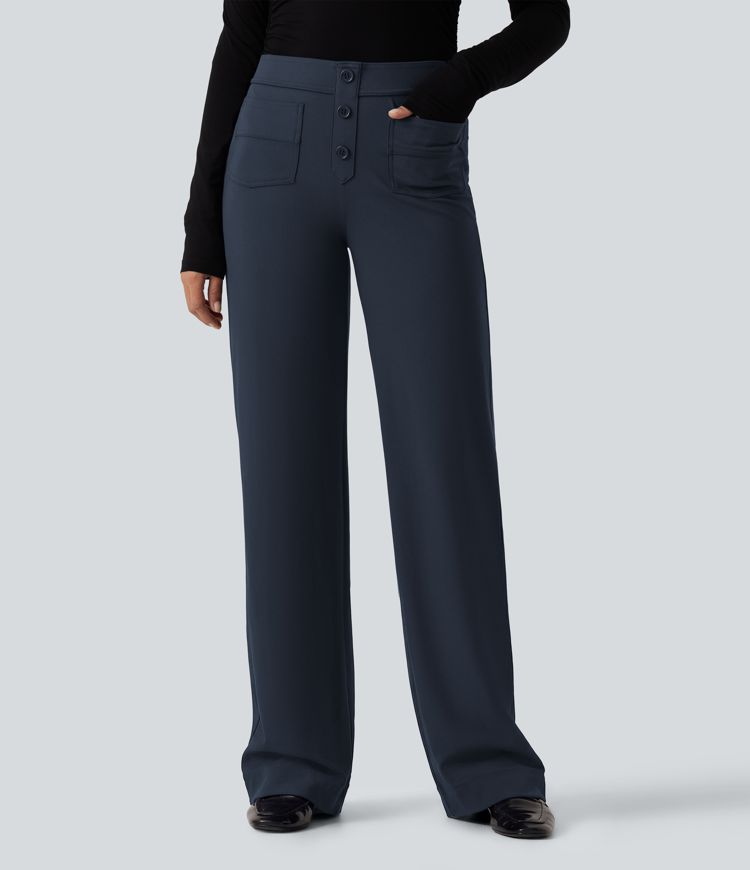 Halara Flex™ DayStretch Low Rise Straight Leg Work Pants with Pockets