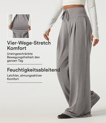 Lässige Baggy-Jogginghose mit hohem Bund, Seitentaschen und Stickereimuster