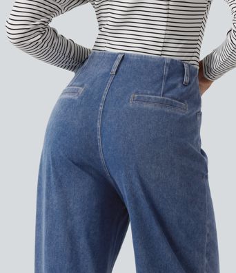 Halara Flex™ Jeans mit hoher Taille, weitem Bein und Taschen Halara Flex™ Jeans mit hoher Taille, weitem Bein und Taschen