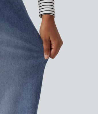Halara Flex™ Jeans mit hoher Taille, weitem Bein und Taschen Halara Flex™ Jeans mit hoher Taille, weitem Bein und Taschen