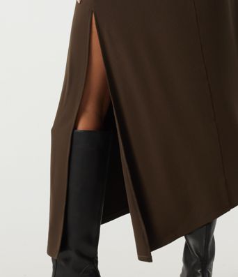 High Neck Long Sleeve Asymmetric Thermal Casual Bodycon Midi Dress