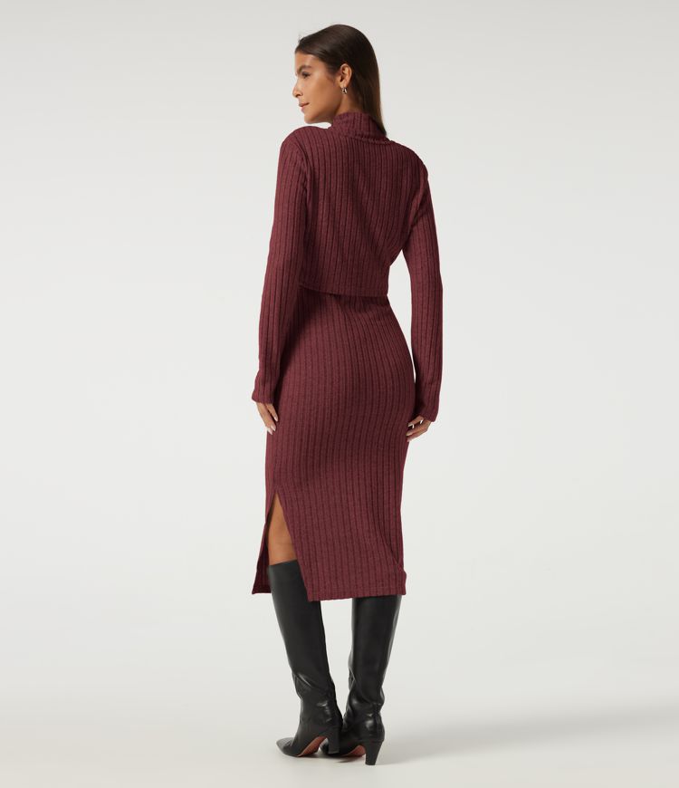 Mock Neck Long Sleeve 2 Piece Bodycon Work Midi Dress Mock Neck Long Sleeve 2 Piece Bodycon Work Midi Dress