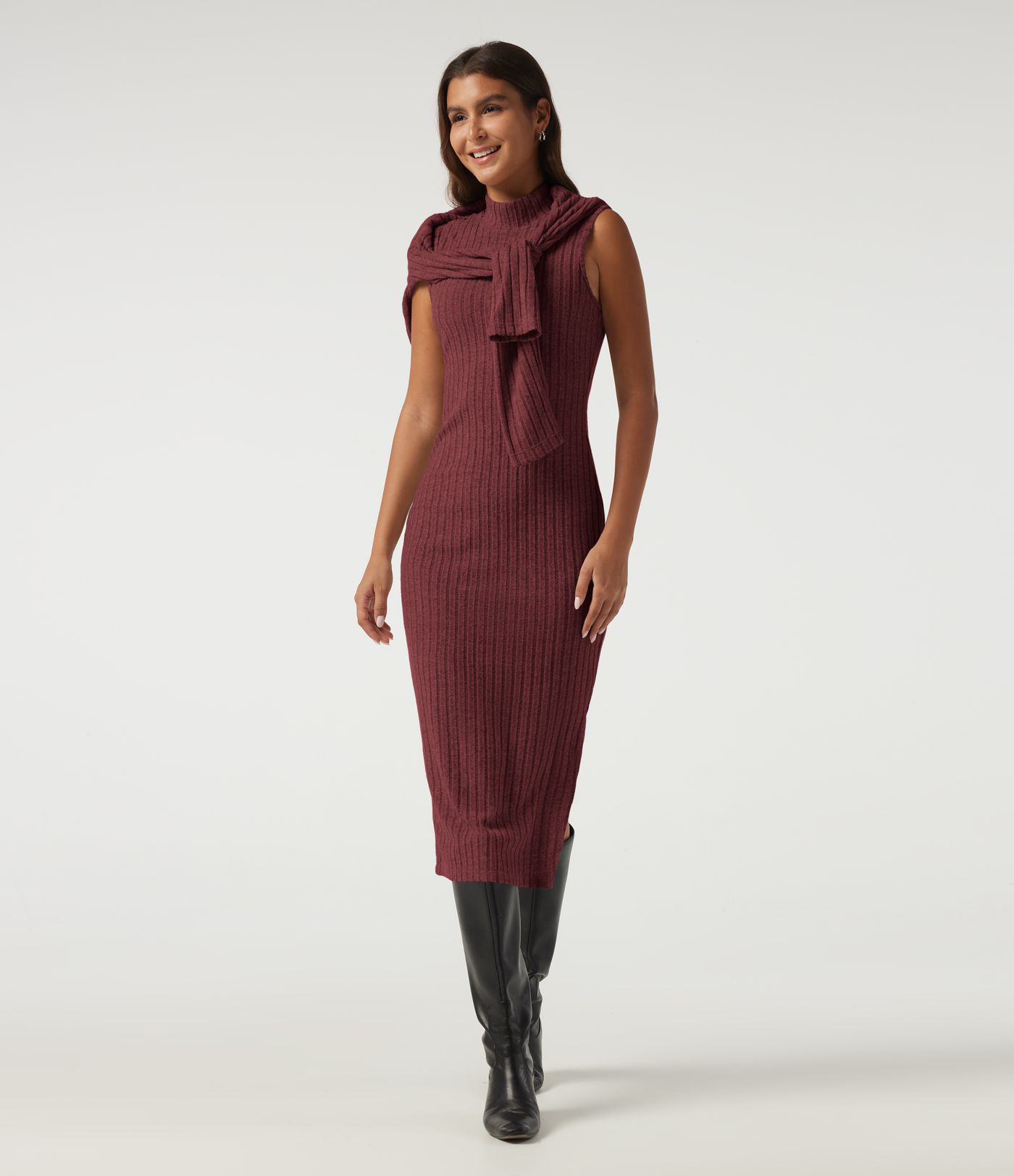 Mock Neck Long Sleeve 2 Piece Bodycon Work Midi Dress Mock Neck Long Sleeve 2 Piece Bodycon Work Midi Dress