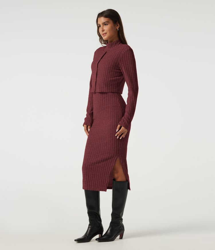 Mock Neck Long Sleeve 2 Piece Bodycon Work Midi Dress Mock Neck Long Sleeve 2 Piece Bodycon Work Midi Dress
