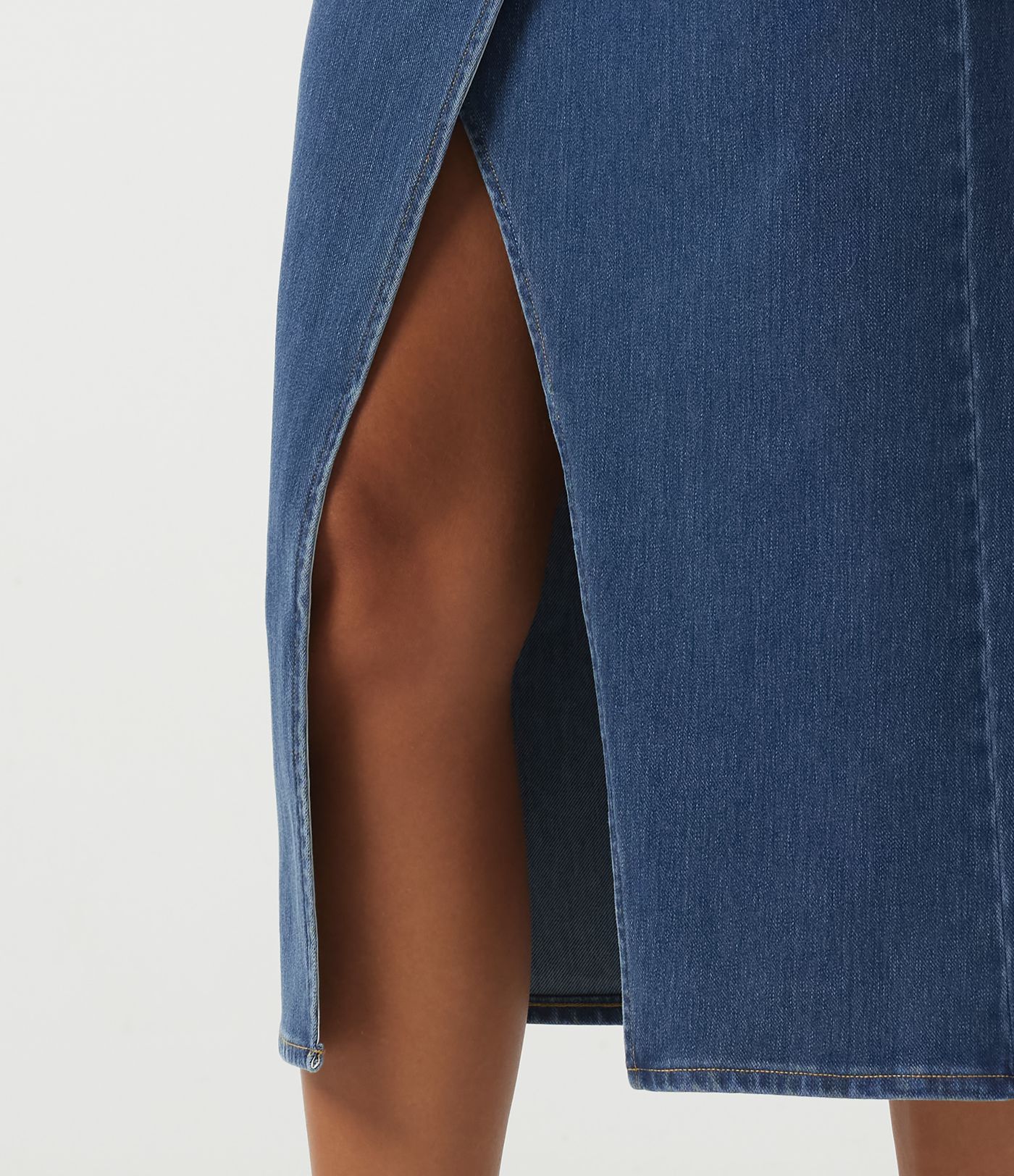 Jupe midi crayon en jean Halara Flex™ taille haute plissée en coton