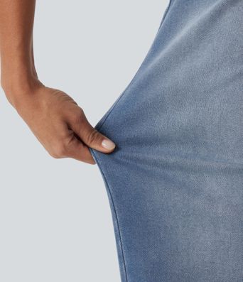 Mid Rise Barrel Leg Casual Jeans with Pockets