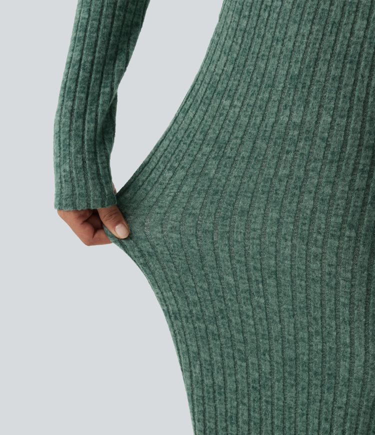 Ribbed Knit Mid Rise Drawstring Wide Leg Lounge Pants with Pockets