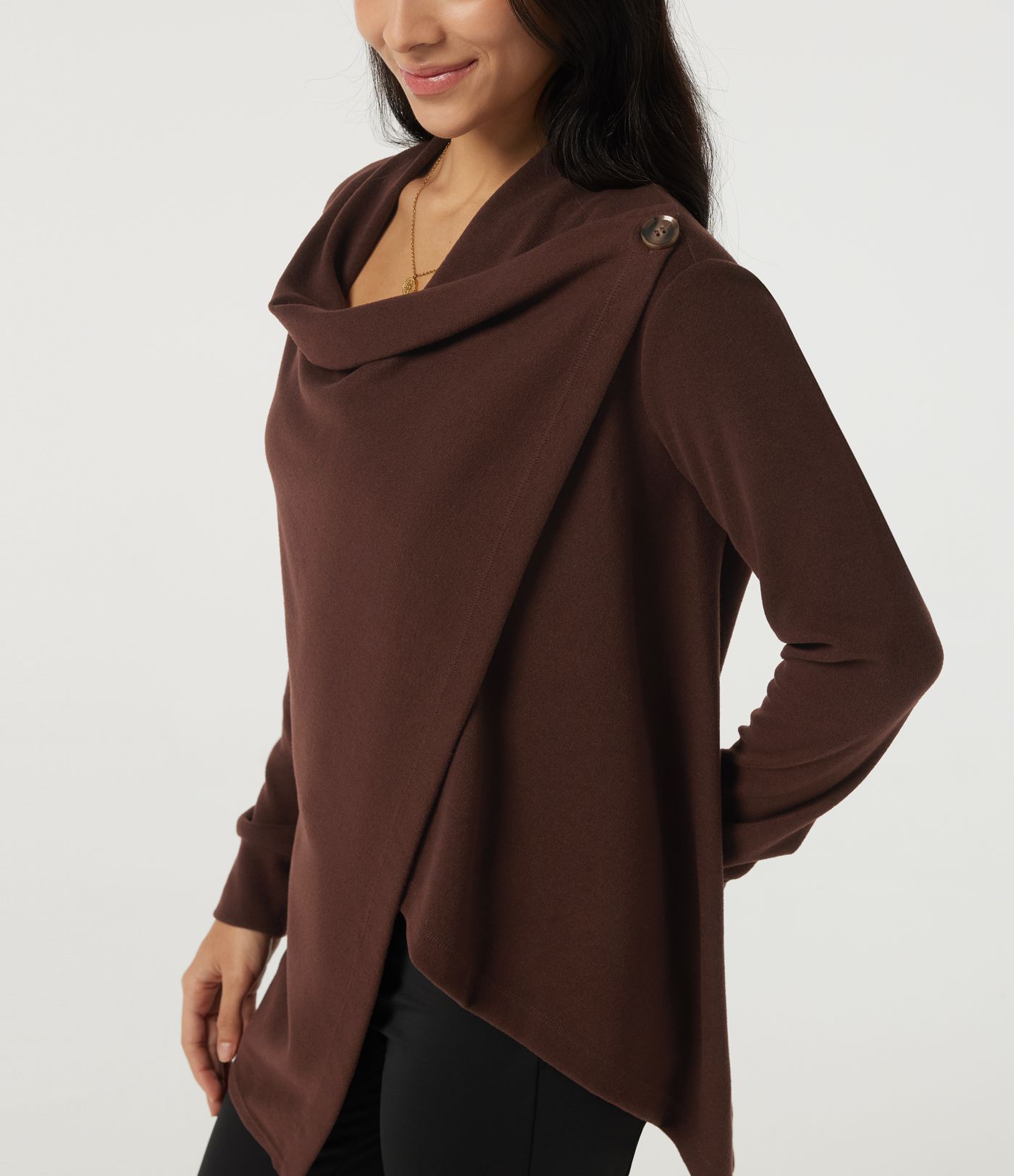 Long Sleeve Asymmetric Wrapped Casual Top Long Sleeve Asymmetric Wrapped Casual Top
