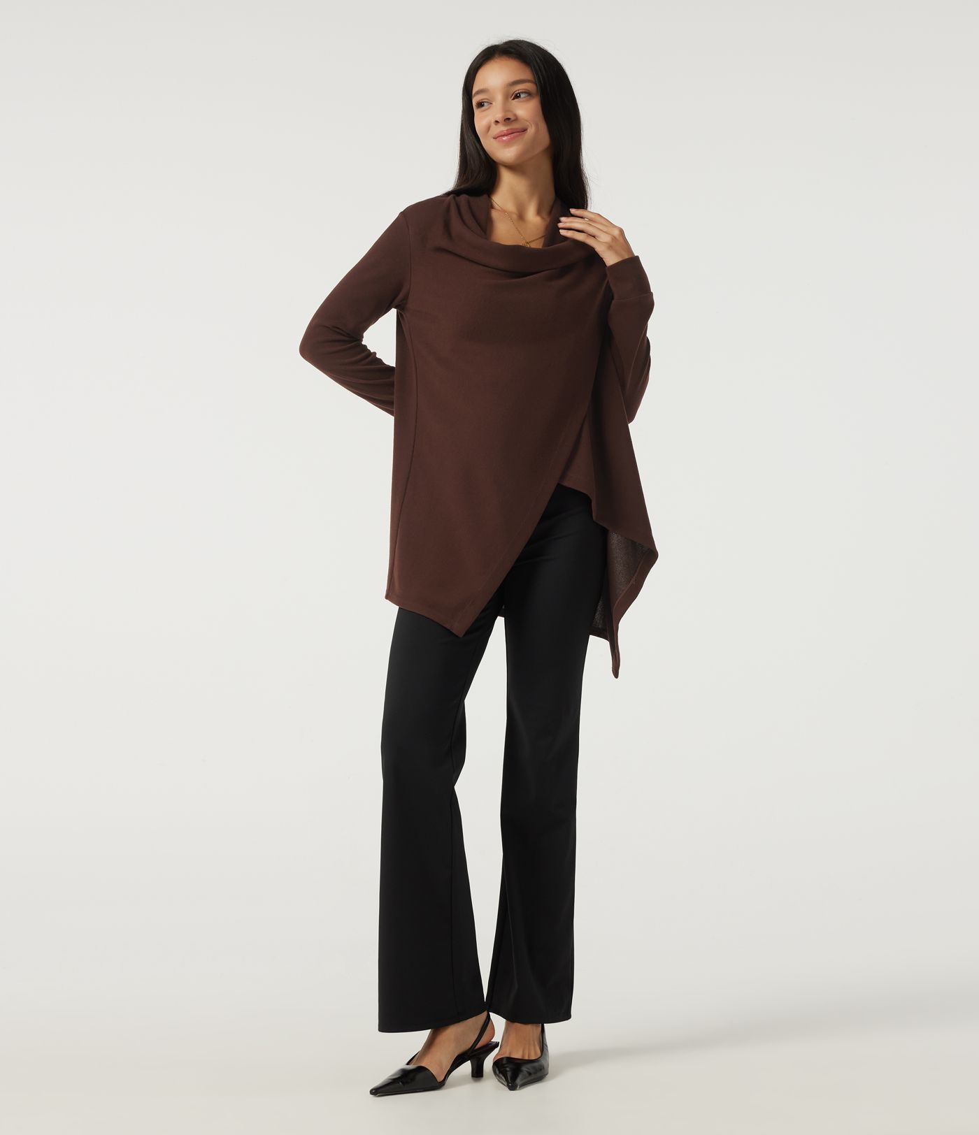 Long Sleeve Asymmetric Wrapped Casual Top Long Sleeve Asymmetric Wrapped Casual Top