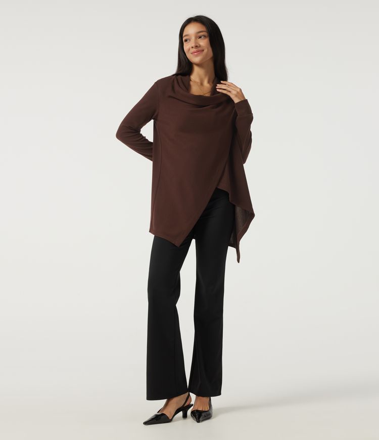 Long Sleeve Asymmetric Wrapped Casual Top Long Sleeve Asymmetric Wrapped Casual Top