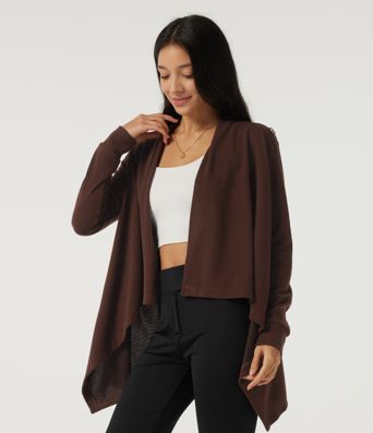 Long Sleeve Asymmetric Wrapped Casual Top Long Sleeve Asymmetric Wrapped Casual Top