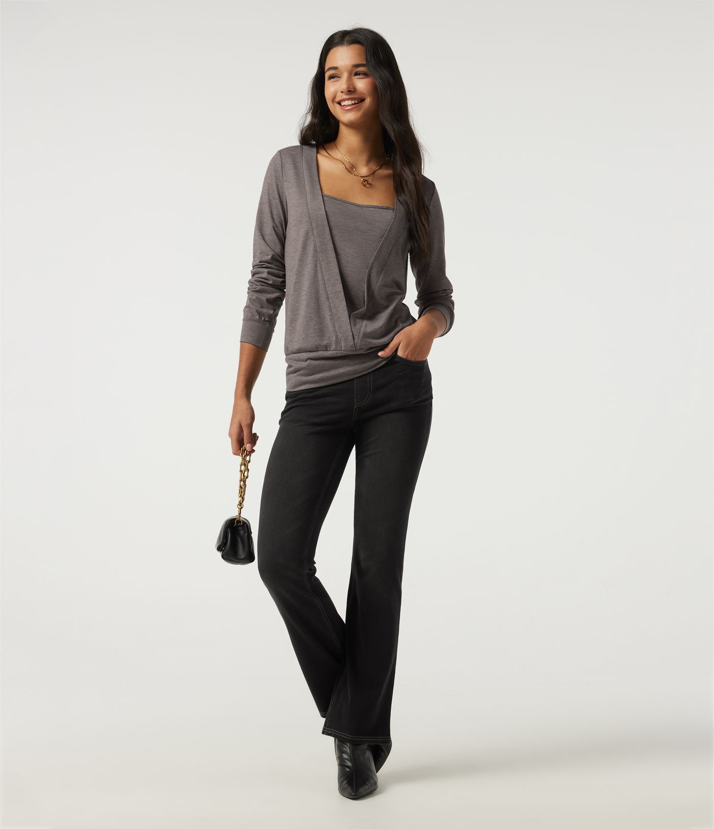 Square Neck Long Sleeve Casual Top