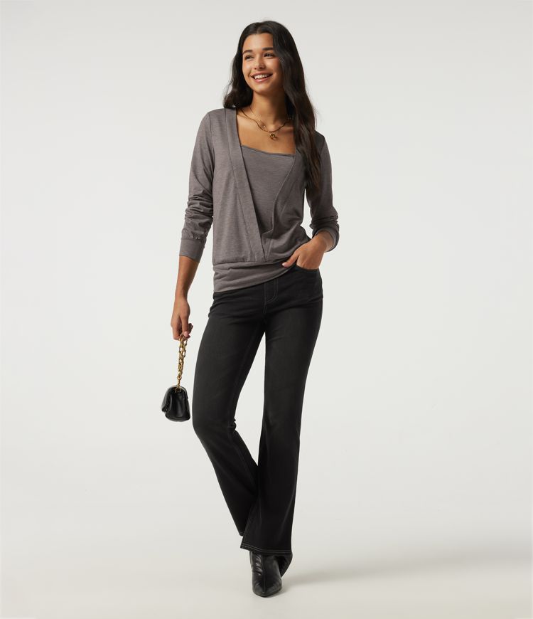 Square Neck Long Sleeve Casual Top