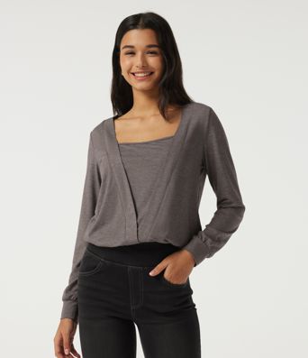 Square Neck Long Sleeve Casual Top