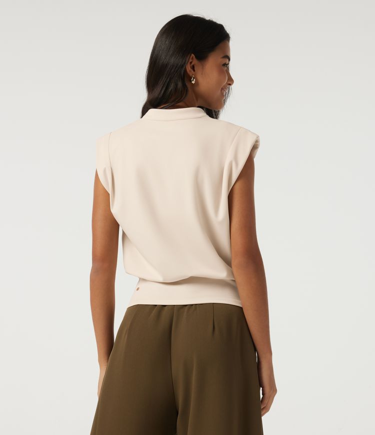 Arctic Wolf V Neck Cap Sleeve Ruched Work Blouse / 2