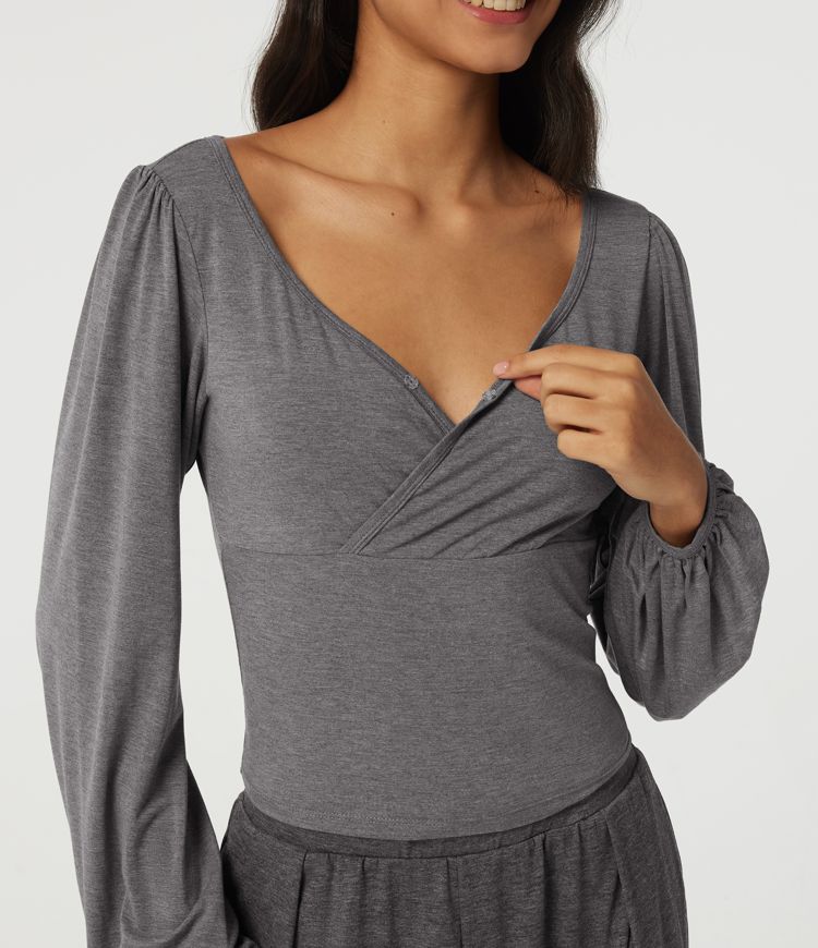 V Neck Long Sleeve Casual T-Shirt