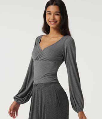 V Neck Long Sleeve Casual T-Shirt