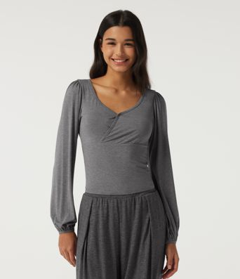 V Neck Long Sleeve Casual T-Shirt