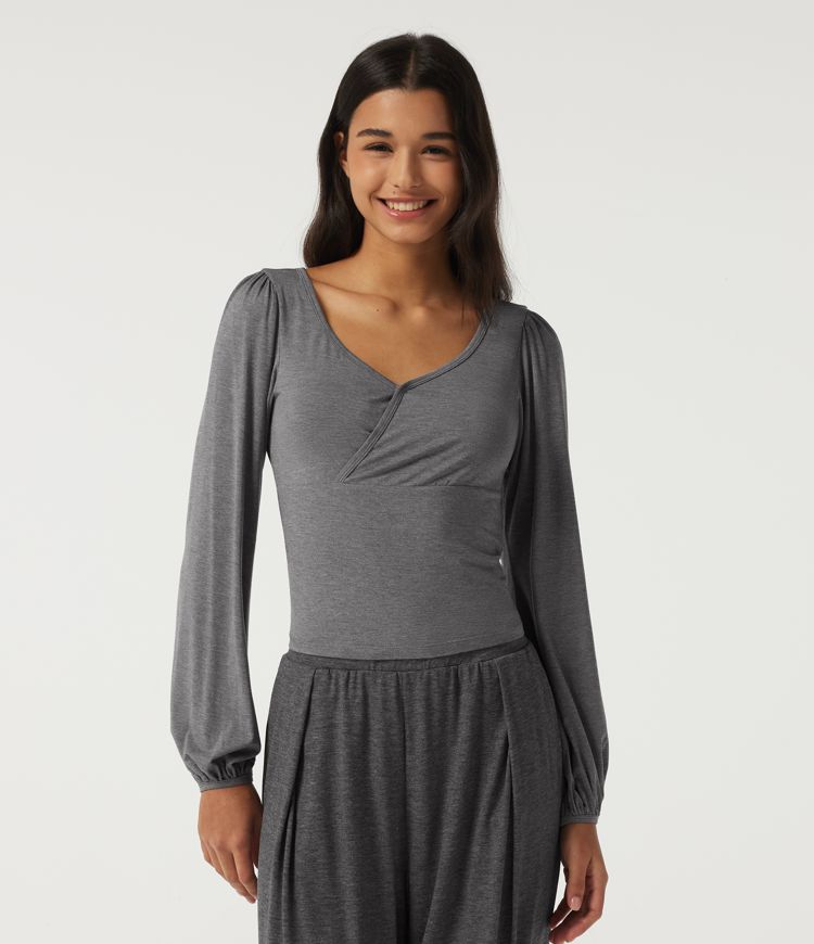 V Neck Long Sleeve Casual T-Shirt